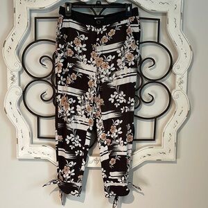 EUC ANTHROPOLOGIE ELEVENSES WILDFLOWER TIE ANKLE JOGGERS CHOCOLATE SIZE MEDIUM